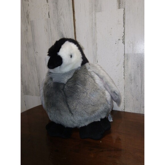 Unipak Penguin Plush 10” Realistic Fat Belly Gray White Black Stuffed Animal Toy - Picture 3 of 7